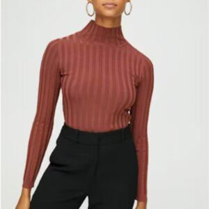 Aritzia Babaton Victor Turtleneck Mock-Neck Sweater Size Small Brown
